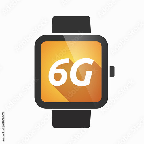 Isolated smart watch with    the text 6G