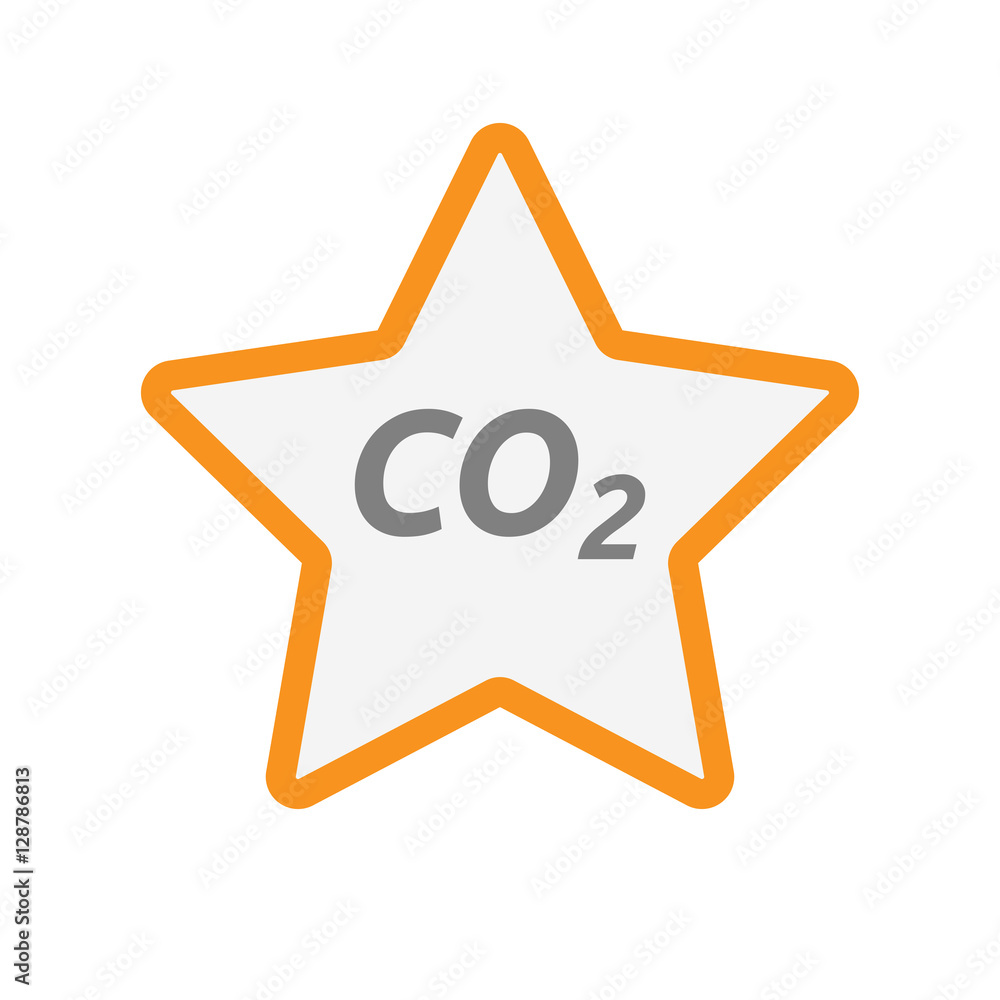 Isolated star icon with the text CO2 Isolated star icon with the text CO2