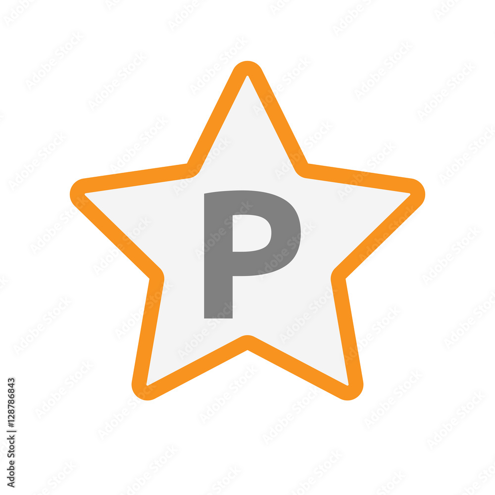 Isolated star icon with the letter P Isolated star icon with the letter P