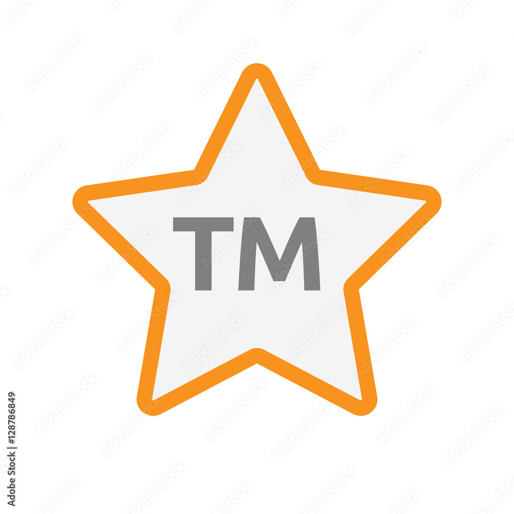 Isolated star icon with the text TM Isolated star icon with the text TM