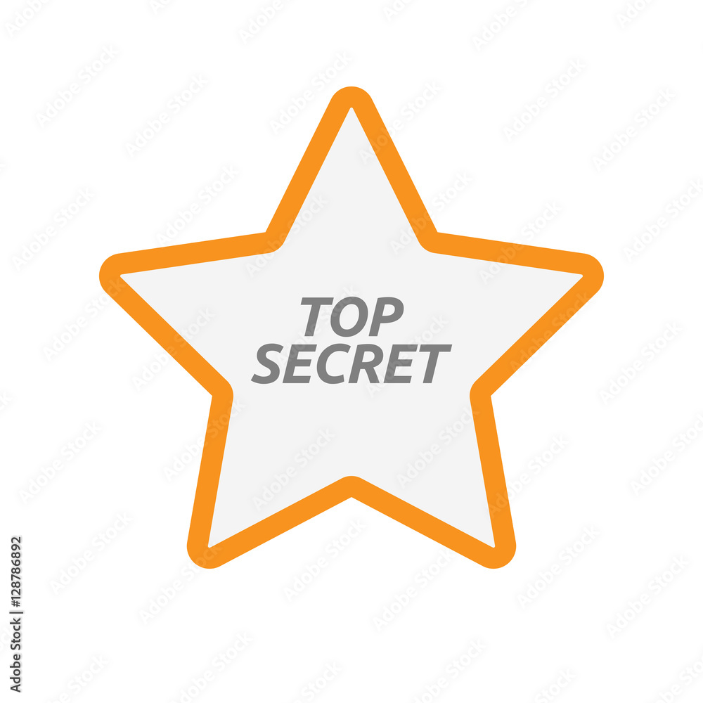 Isolated star icon with the text TOP SECRET Isolated star icon with the text TOP SECRET