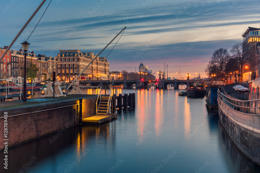 Amstel River and surroundings in Amsterdam Netherlands