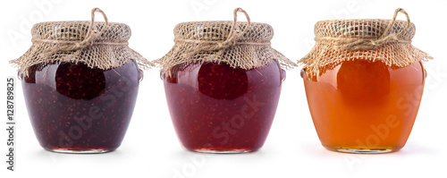 Three jar of jam and honey
