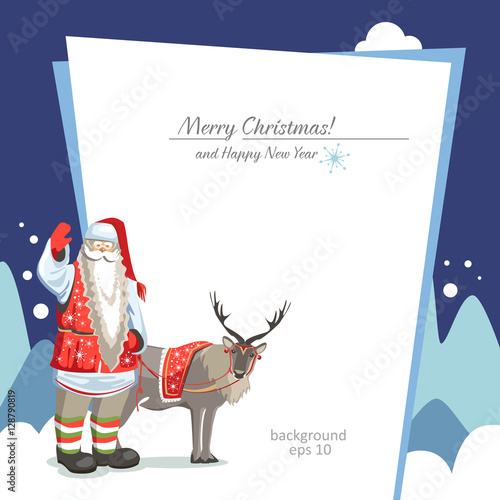 Background winter Christmas Santa with deer Joulupukki