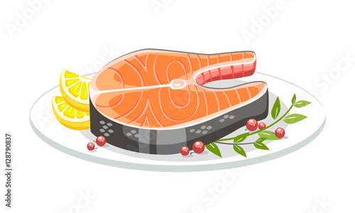 Salmon festive food plate fish dinner