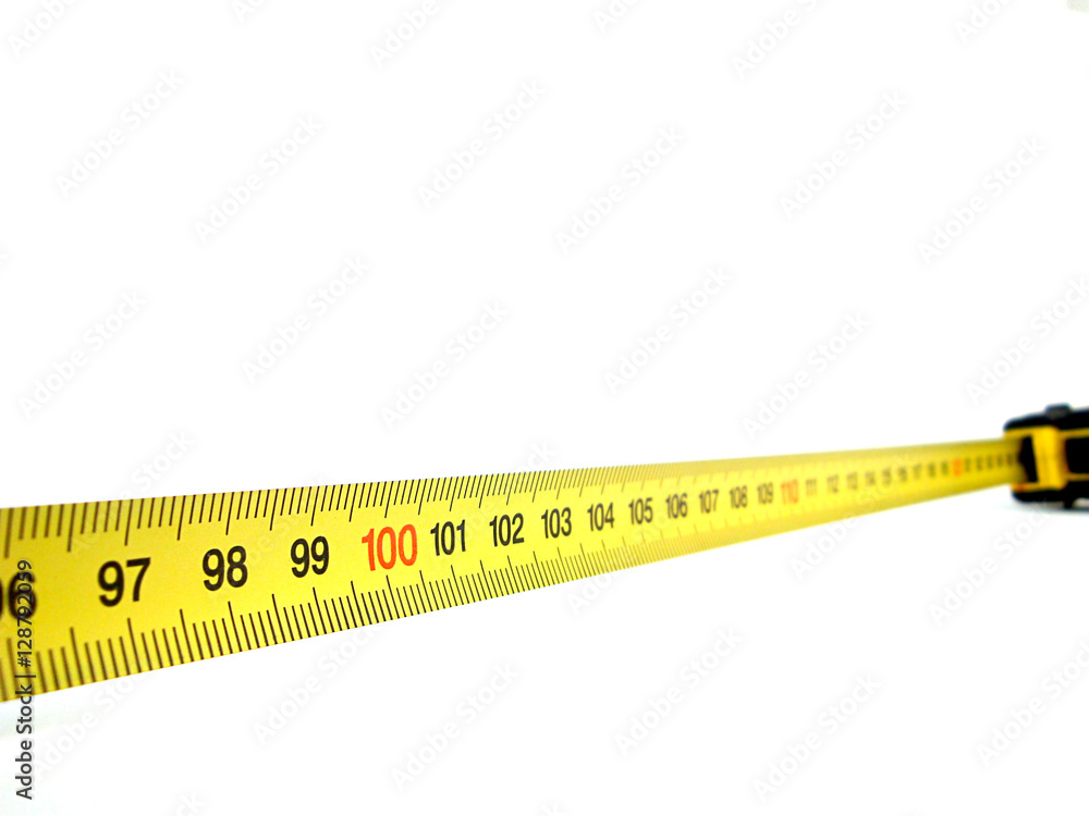 Centimeter tape measure. Isolated. Sends thoughts about motivation and  success. Stock Photo