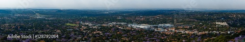 Wide Panorama overlooking Cresta Johannesburg surrounded by purple Jacaranda trees