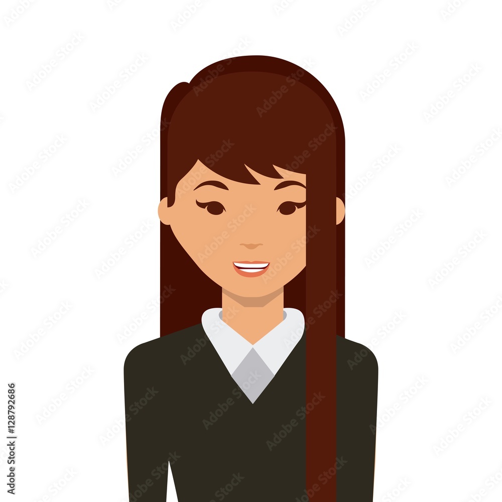 cartoon woman smiing wearing casual clothes over white background. colorful design. vector illustration cartoon woman smiing wearing casual clothes over white background. colorful design. vector illustration