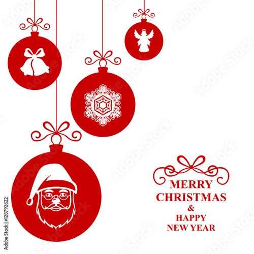 Christmas card with hang decorative balls