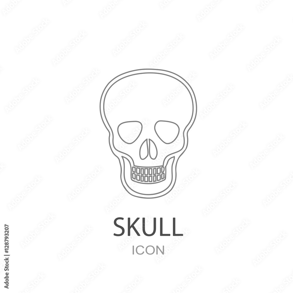 Skull icon. Flat style object. Art picture drawing. Eps 10.