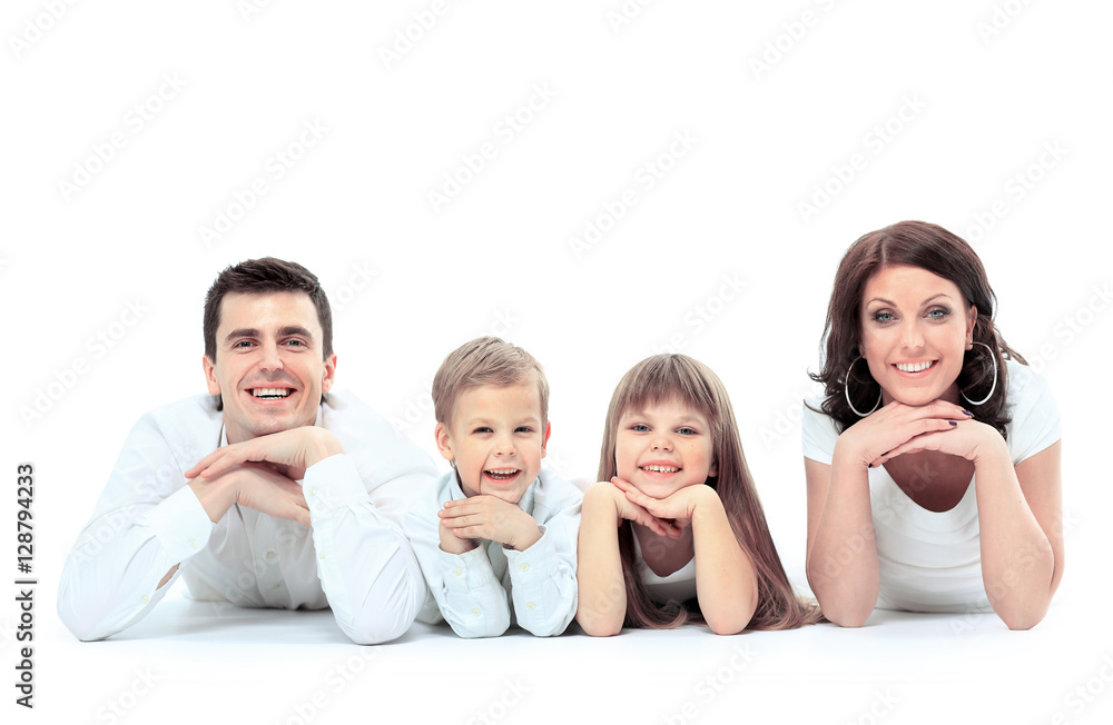 Beautiful happy family - isolated over a white background Beautiful happy family - isolated over a white background