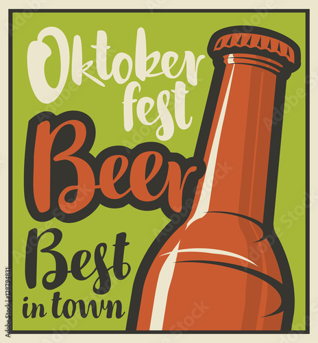 vector banner with bottles of beer in retro style