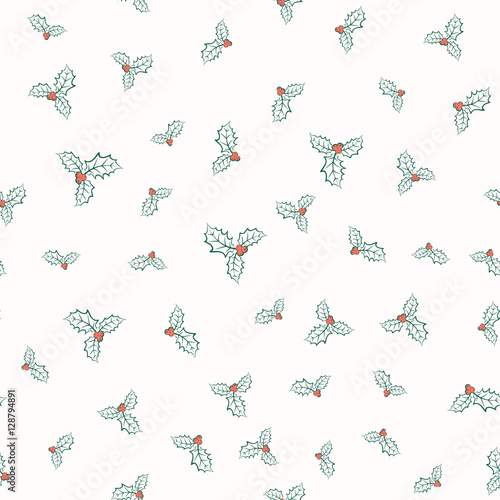 Vector illustration of holly plant pattern