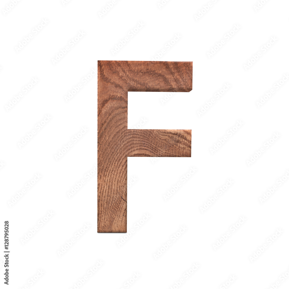 3D decorative wooden Alphabet, capital letter F Stock Illustration ...