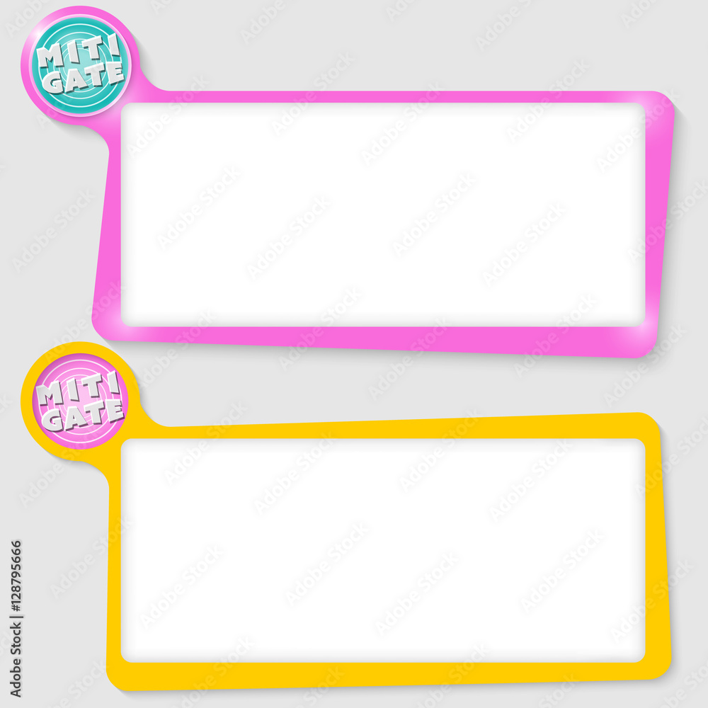 Set of two text boxes for your text and the words miti gate Set of two text boxes for your text and the words miti gate