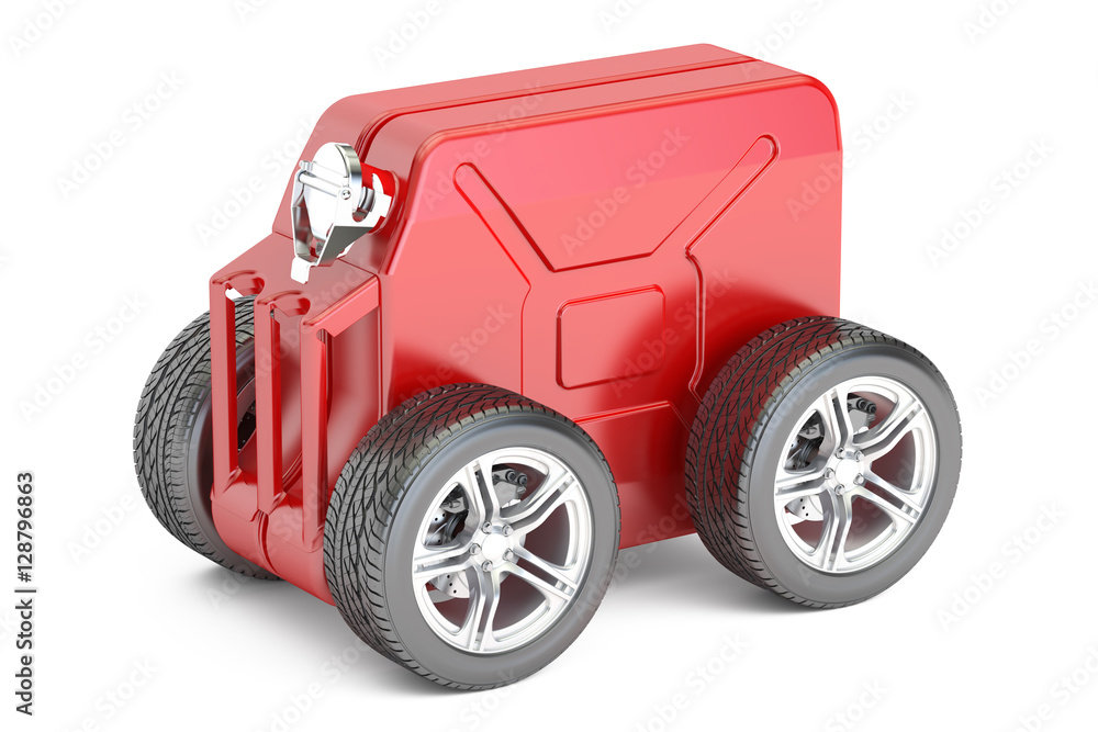jerry can with wheels, technical assistance concept. 3D renderin jerry can with wheels, technical assistance concept. 3D renderin