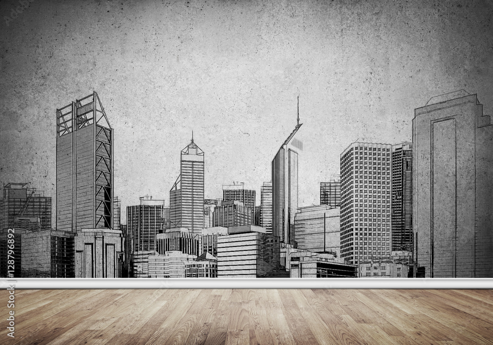 Fototapeta premium City design on wall