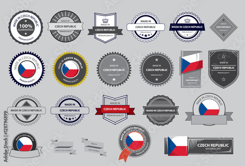 Made in Czech Republic Seal, Czech Flag (Vector Art)