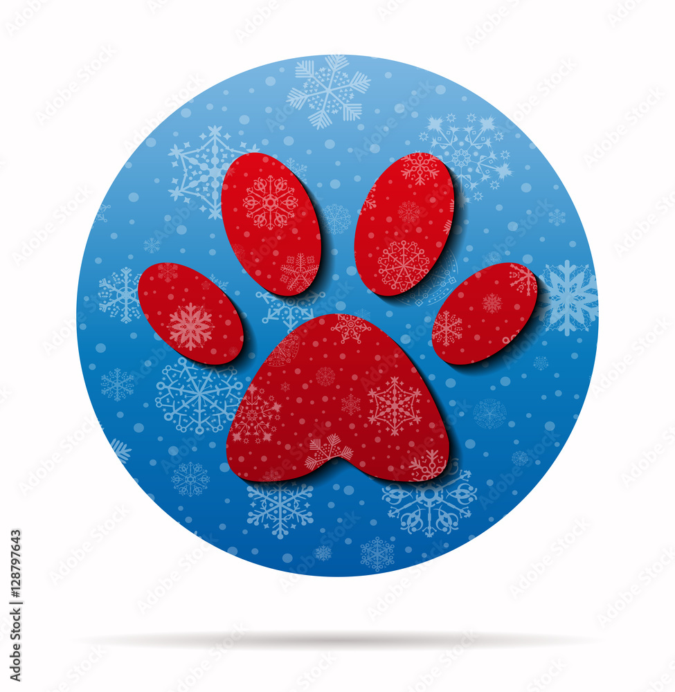 footprint christmas icon in circle footprint christmas icon in circle