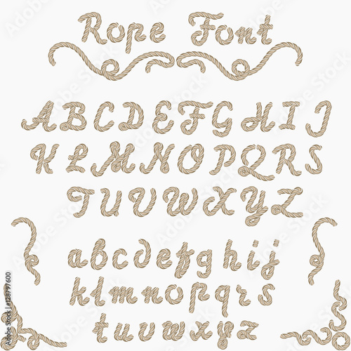 Rope font, nautical hand written Letters