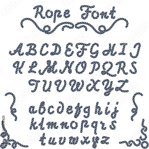 Rope font, nautical hand written Letters