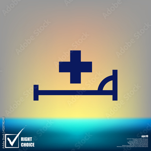 Vector icon with bed and cross