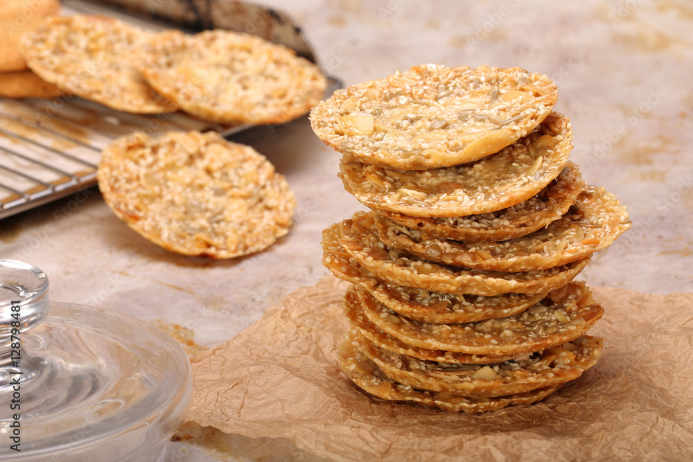 Homemade shortbread cookies with sesame seeds Homemade shortbread cookies with sesame seeds