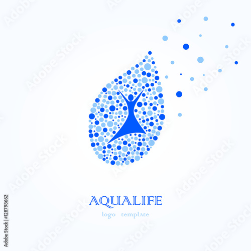 Aqua Life, Water Logo, Healthy Lifestyle Logo, Water is Health of Bubbles.