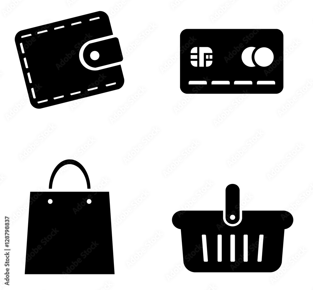 Obraz premium Achat et commerce en 4 icônes
