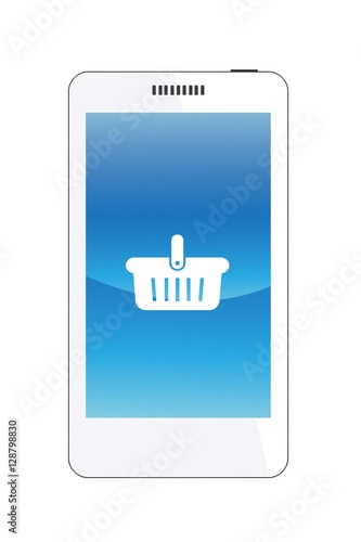 Foto Panier d'achat dans un téléphone mobile