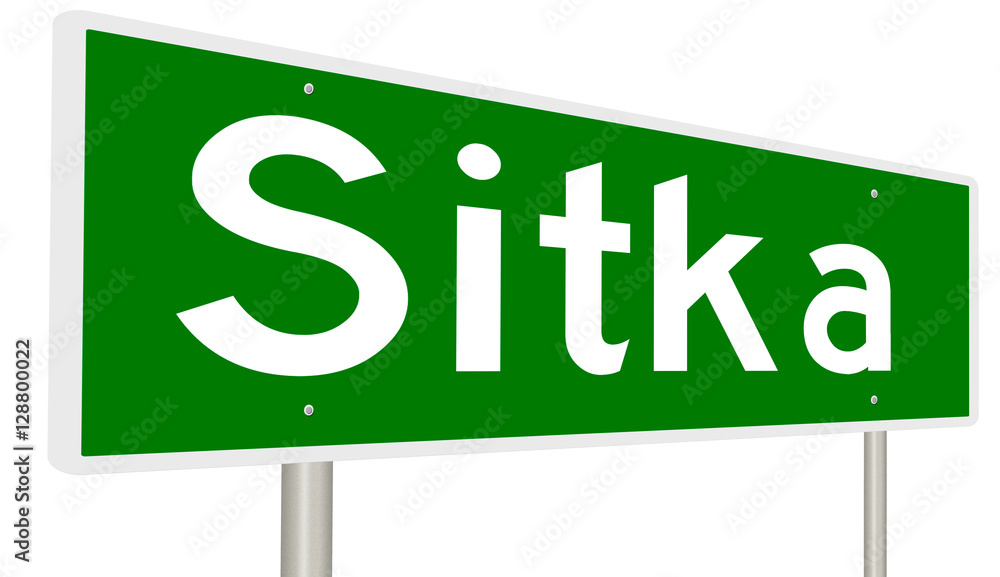 A 3d rendering of a highway sign for Sitka, Alaska A 3d rendering of a highway sign for Sitka, Alaska
