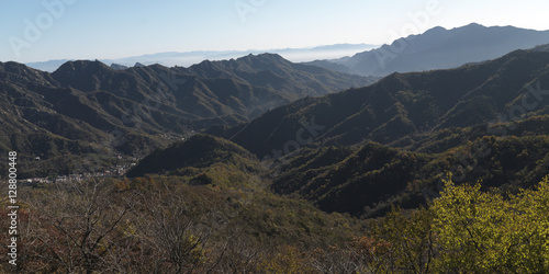 Forest covered mountain range in China.