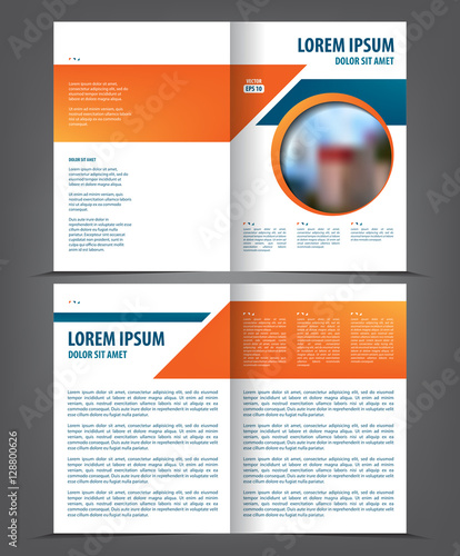 Vector empty bi-fold brochure print template design, newsletter booklet layout