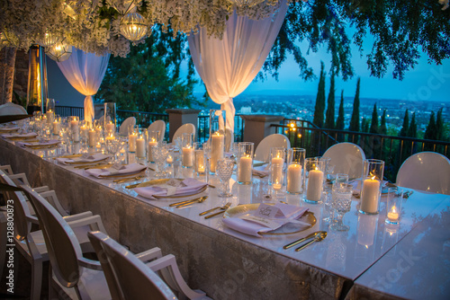hollywood hills wedding reception dinner party photo