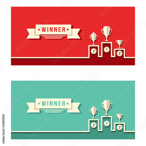 Winner Podium Achievement Simple Vector Banner Background