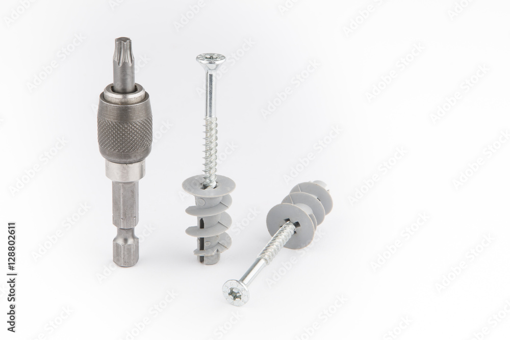 Dowel pin or wall plugs and screws for gypsum board Dowel pin or wall plugs and screws for gypsum board