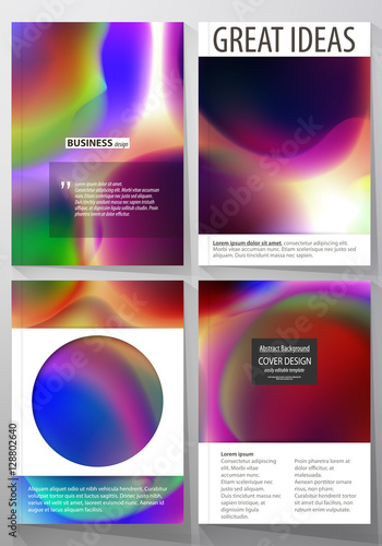 Business templates for brochure, magazine, flyer, booklet or annual report. Cover template, flat vector layout in A4 size. Colorful design background with abstract shapes, bright cell backdrop. © Raevsky Lab