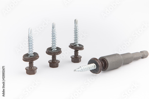 Steel Self-Drilling Screw, Brown Finish, Sealing Hex Washer Head