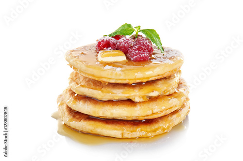 Stack of fresh pancakes with berries