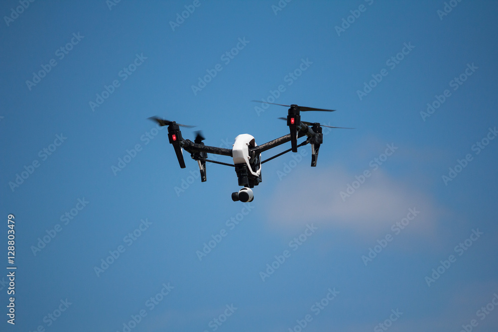 Quadrocopters camera during flight in the sky Quadrocopters camera during flight in the sky