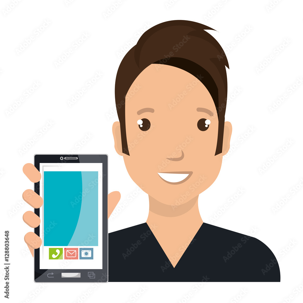 business person with smartphone vector illustration design