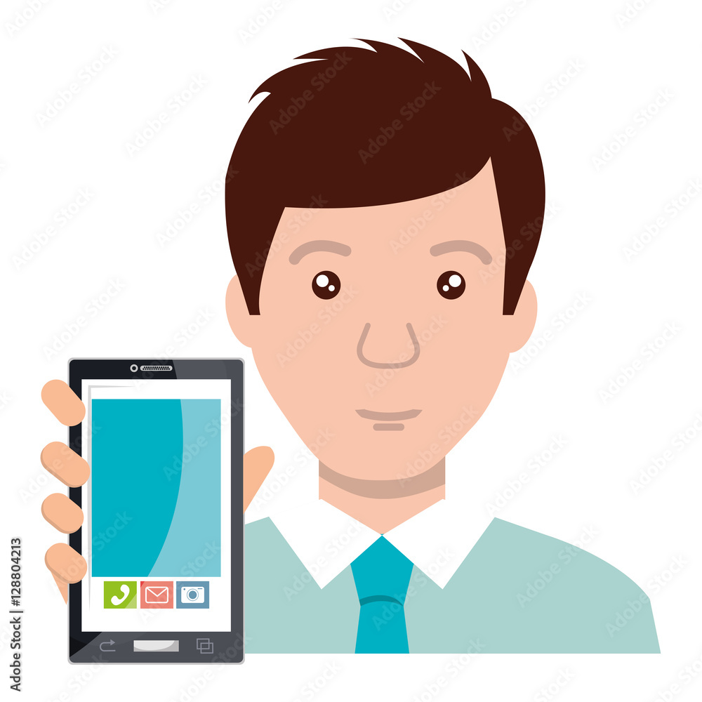 business person with smartphone vector illustration design