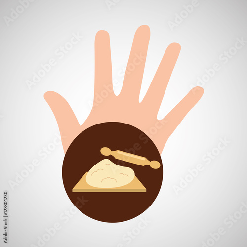 hand and dough roller bakery vector illustration eps 10