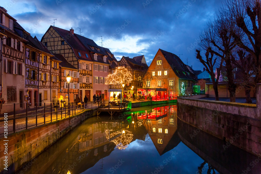 Colmar December 29 2015. Petite Venise, Alsace, France, Europe Colmar December 29 2015. Petite Venise, Alsace, France, Europe