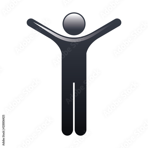 human silhouette with hands up vector illustration design