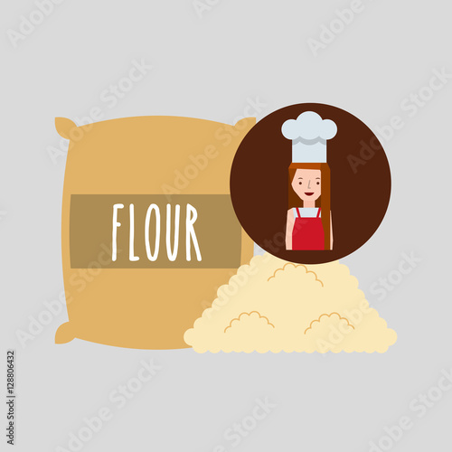 cooker girl wheat flour vector illustration eps 10
