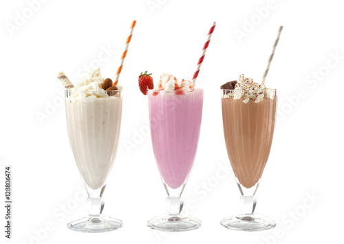 Fotografie, Obraz Delicious milkshakes isolated on white