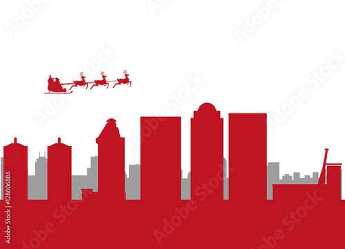 Obraz na płótnie santa claus flying city of louisville w salonie