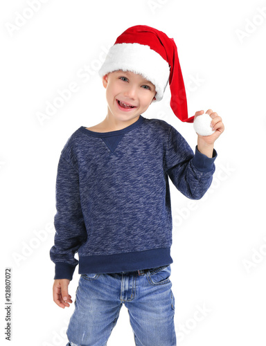 Cute little boy in Santa ha...