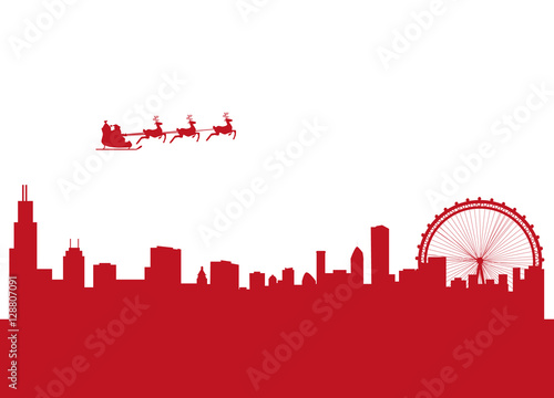 santa flying over the city of Charlotte